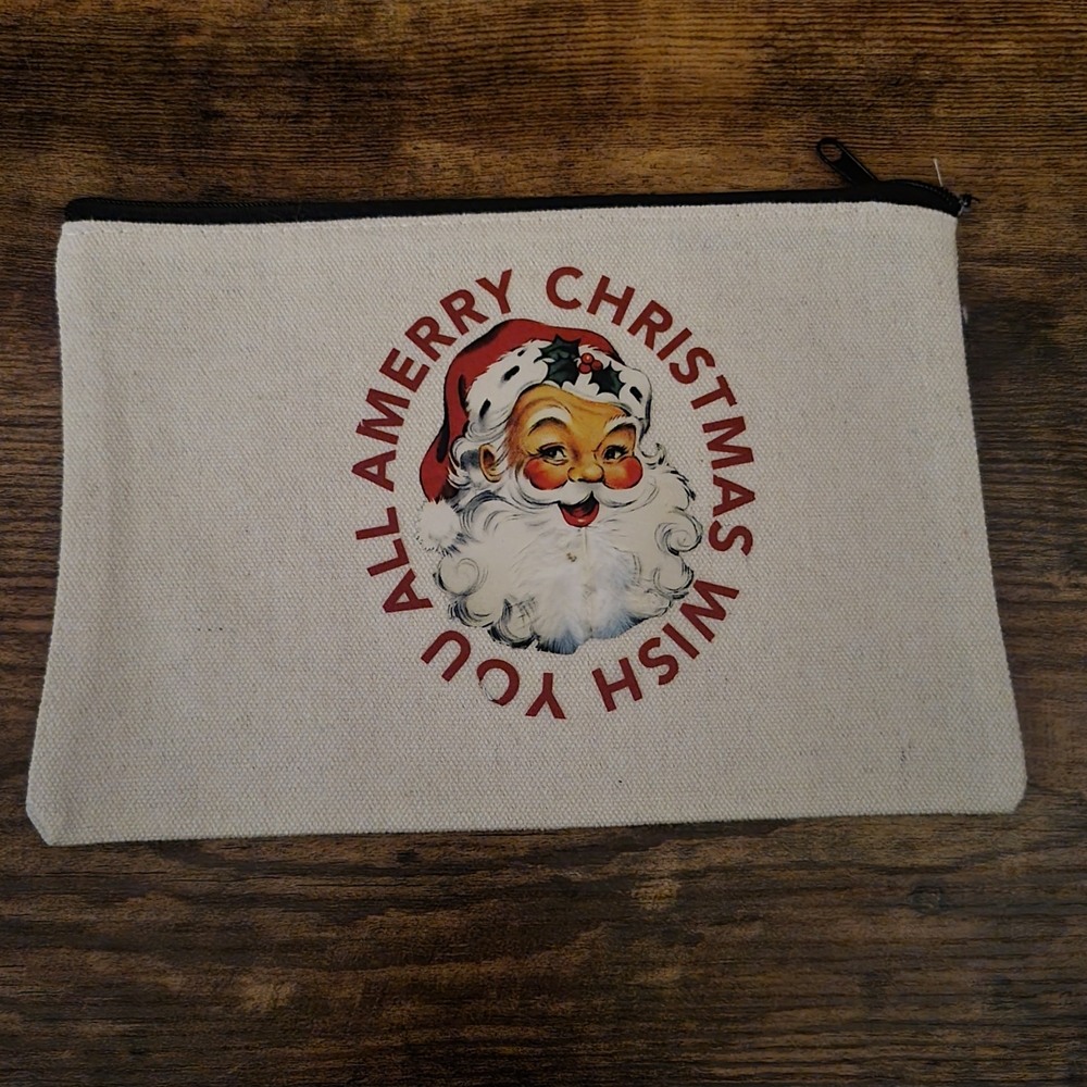 Festive Santa Canvas Pouch